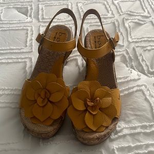 Yellow Floral Wedges